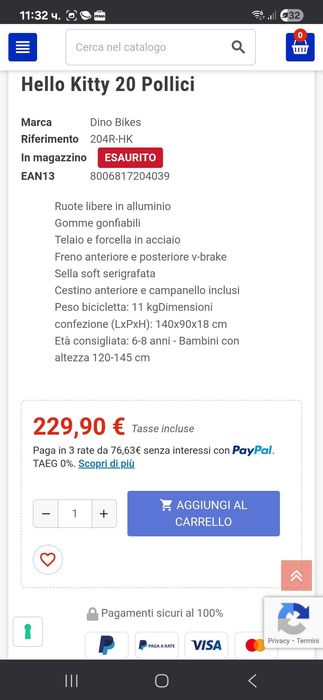 Колело 20 цола Dino bikes Hello Kitty като ново