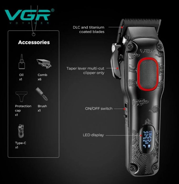 Професионална машинка за подстригване VGR V-016 – Метален корпус, BLDC