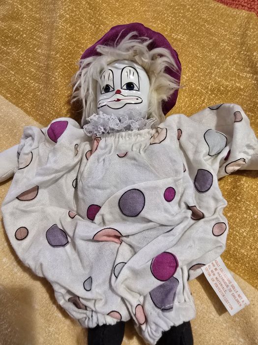 Păpușă de colecție Clovn  – Lucrată manual, porțelan pictat,