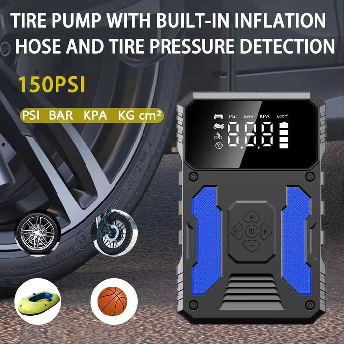 Мощен Джъмп Стартер 5000A , 37000mWh Компресор, Power Bank, Къмпинг.