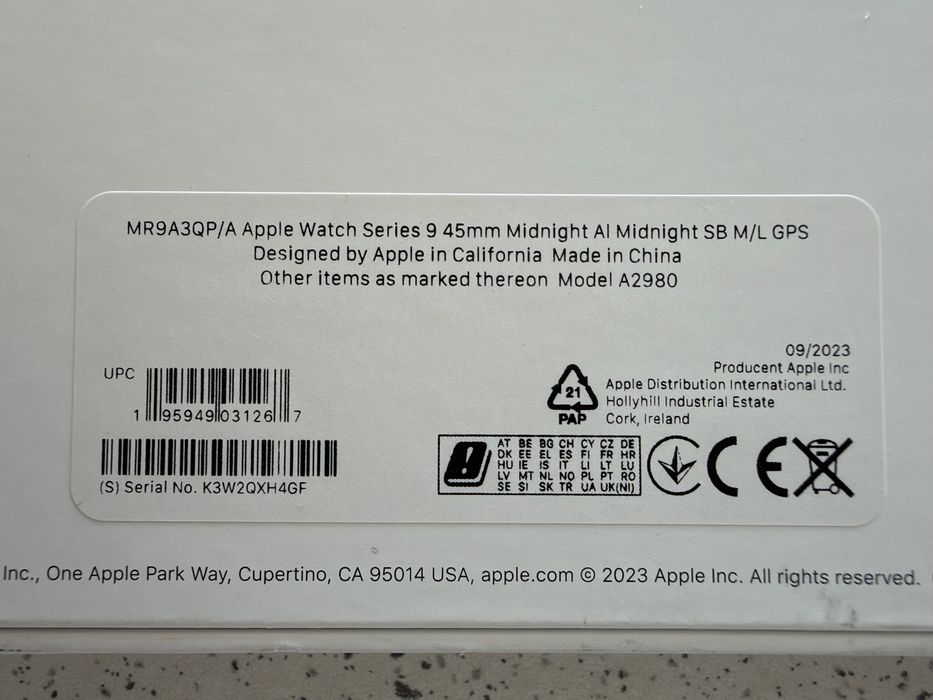 Apple Watch 9 45mm Gps 99% baterie