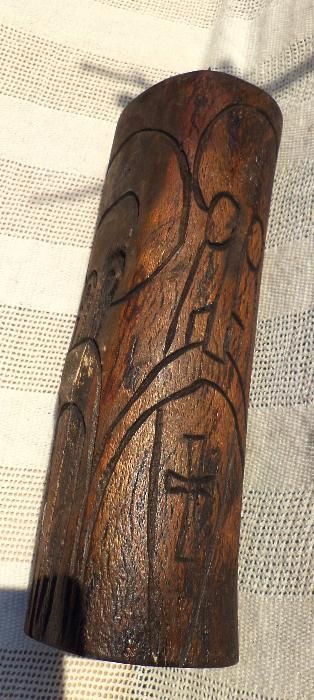 Дървен  авторски свещник с изображения на светци