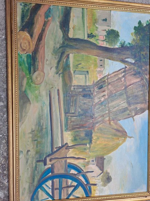 tablou pictura pe placaj 55/75 cm semnat