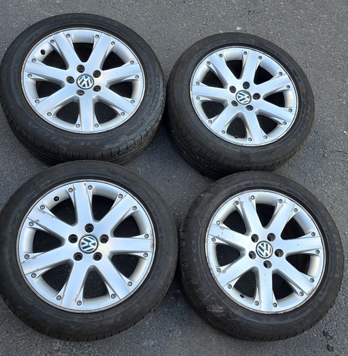 Джанти 5х112, 17 цола с гуми 225 50 17, ДОТ 2024г. Фолксваген, Ауди,