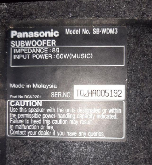 Panasonic subwoofer muzică
