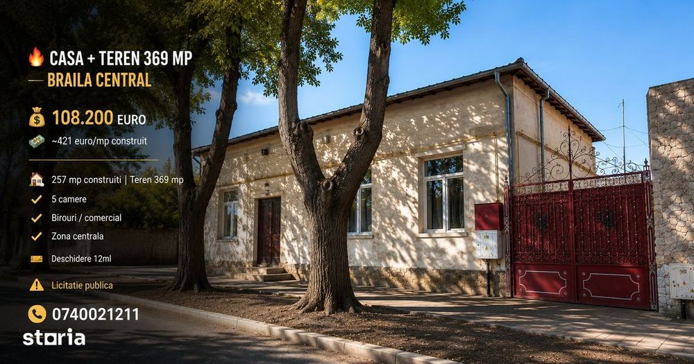 Zona Centrala - Casa P+1 - 257mp + Teren 369 mp, Braila