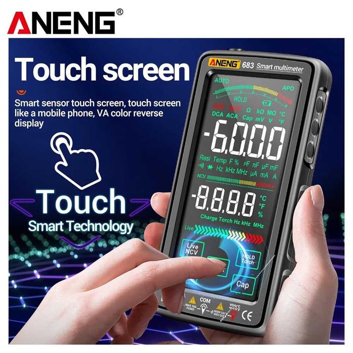 Смарт Мултиметър ANENG 683 Pro Сензорен Дисплей и Откриване на Кабели