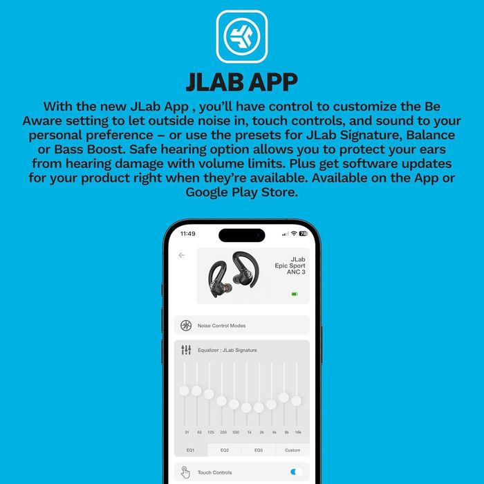Слушалки JLab Epic Sport ANC 3 Bluetooth ANC