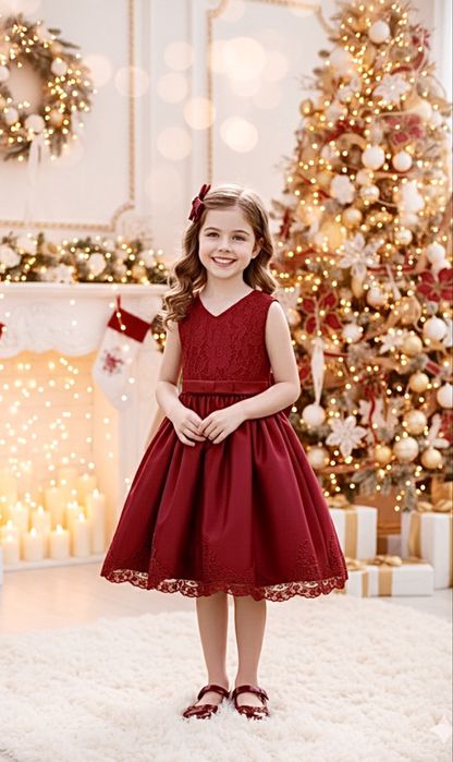 Красное ( бордовое) платье на 1-3,5-8 лет