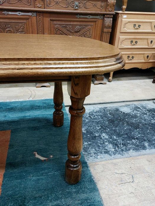 Неразтегателна трапезна маса масив тъмен дъб, 2 броя