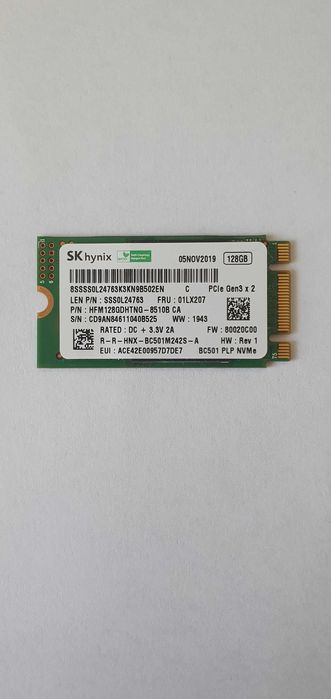 SSD M.2 NVMe SK hynix, 128 GB, model HFM128GDHTNG-8510B Bucuresti