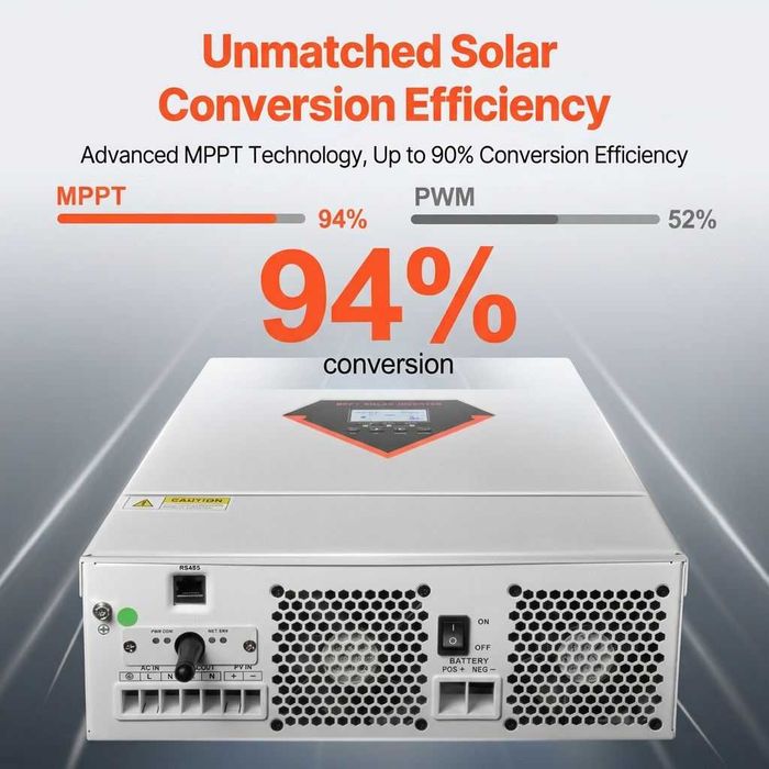 Invertor solar hibrid 3500W, 24V DC la 220/230V AC, controler MPPT 100A, sinus pur, monitorizare WiFi