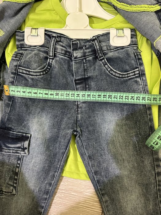 Нов Детски комплект дънково яке, дънки и блуза