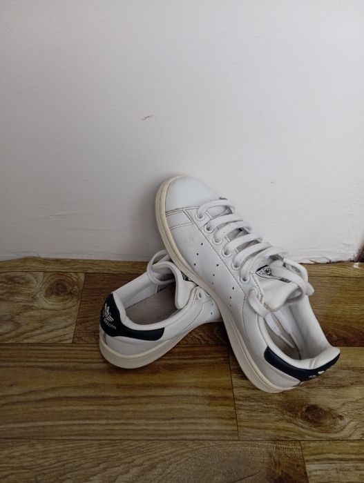 Adidas stan smith albi piele naturală unisex 38