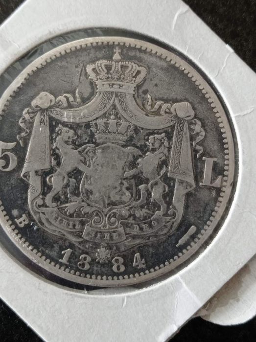 Șase piese monede 5 lei Carol I.