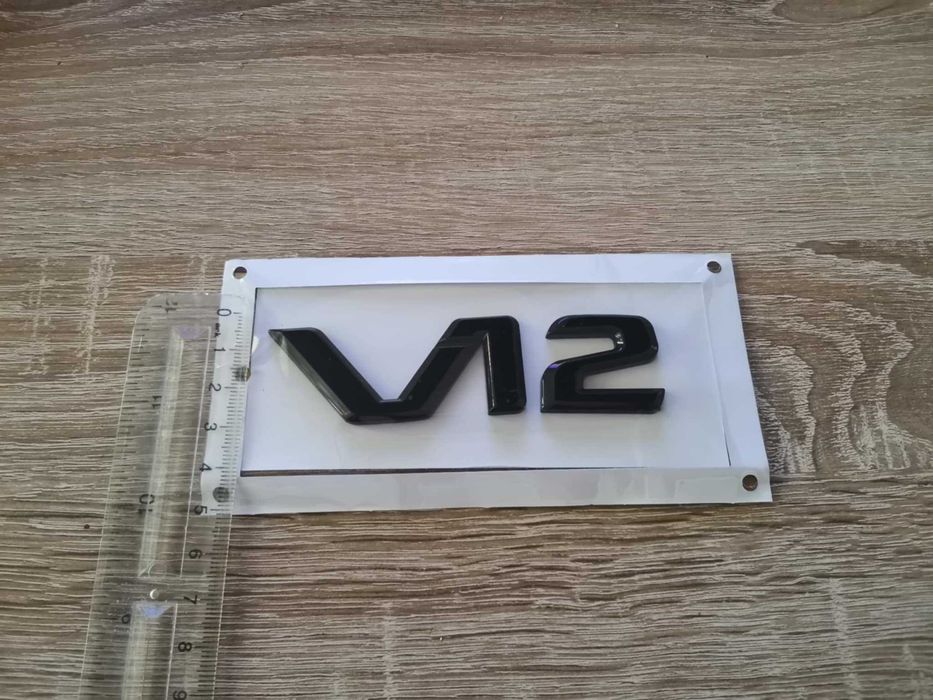 черна емблема Mercedes V12 стар фонт