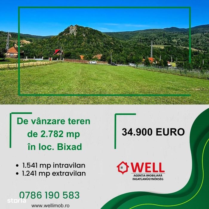 De vânzare teren de 2.782 mp în loc. Bixad