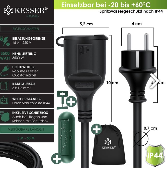 KESSER® удължителен кабел със защитна капачка