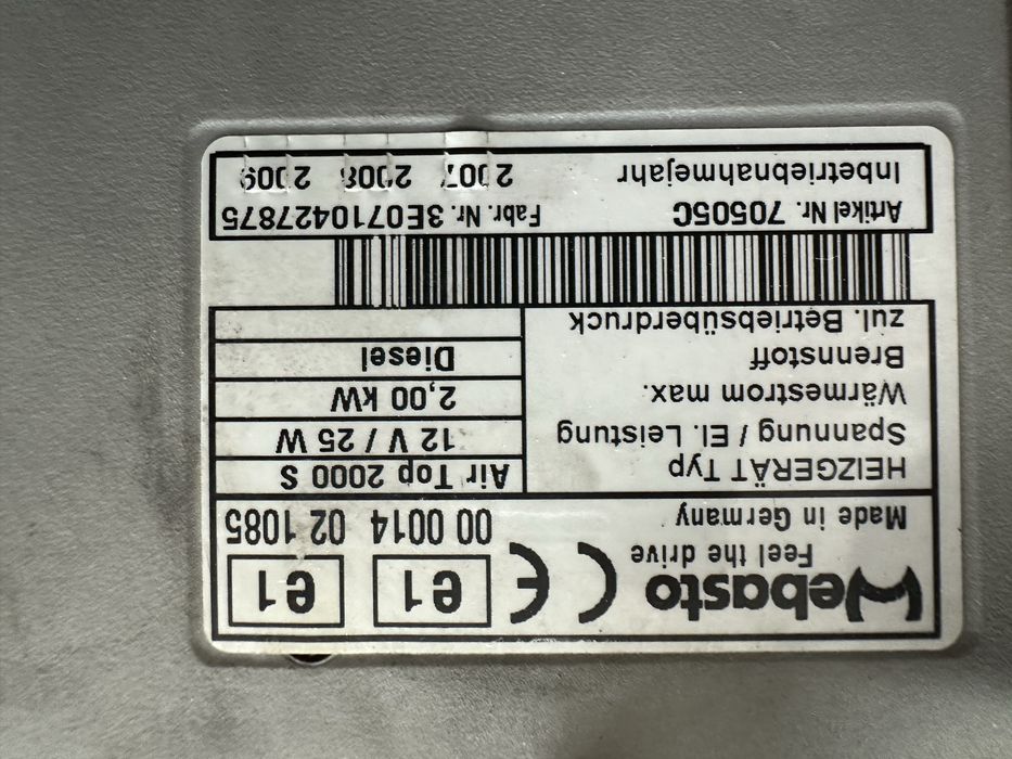 Webasto Sirocou 12v  pret 1250 lei