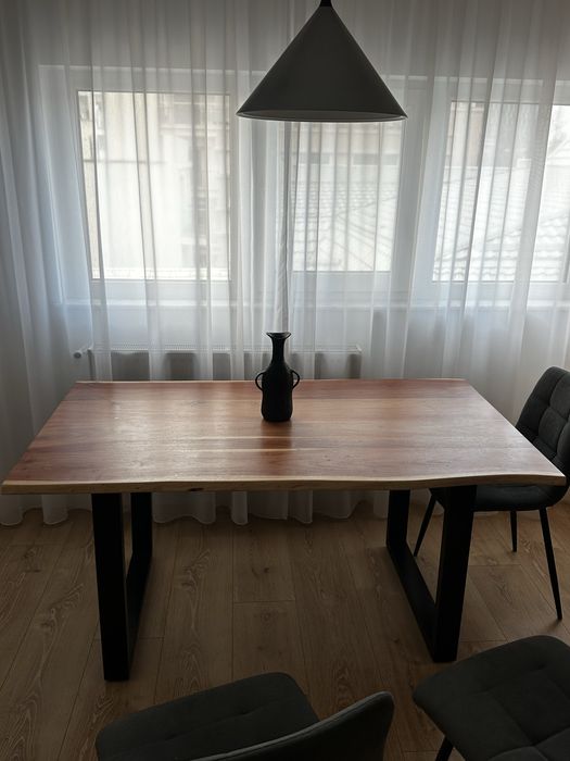 Masa dining THE HOME maro/neagra din lemn 90x160 cm