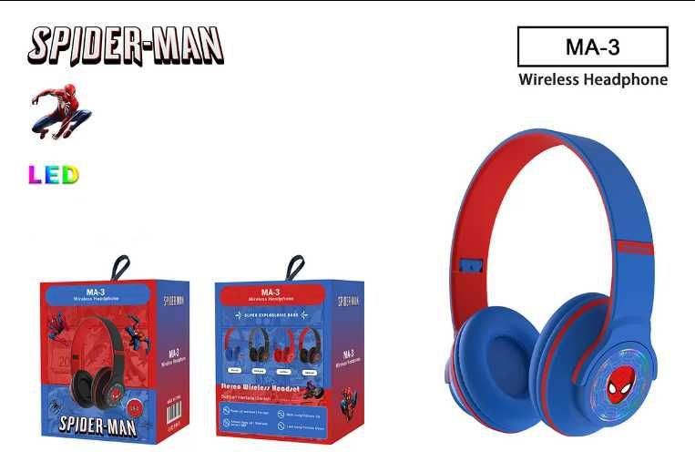 Безжични Светещи Bluetooth слушалки Спайдърмен Spiderman