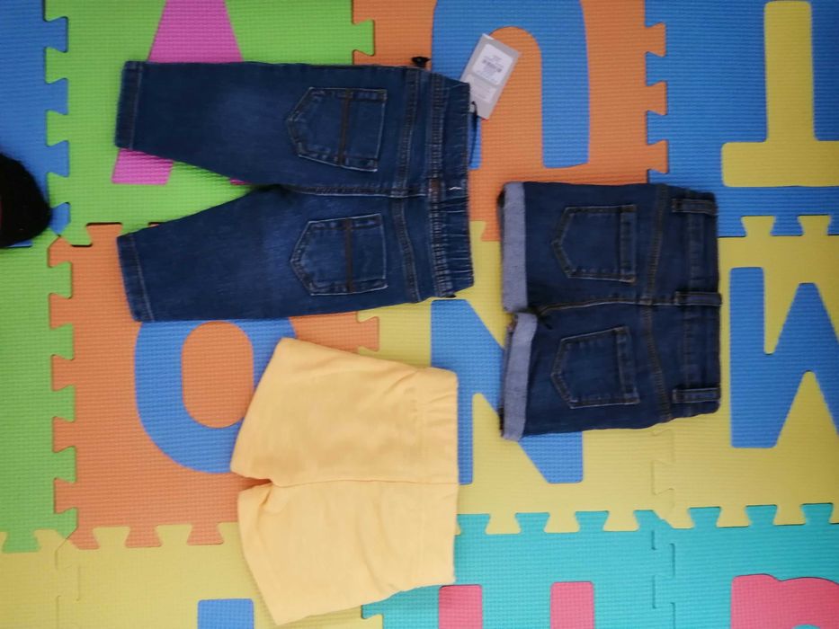 Нови бебешки къси и дълги дънки, и къси панталони 0-3 м. 62 см.