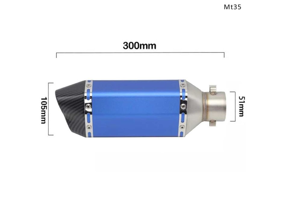 Evacuare AKRAPOVIC, toba sport pentru moto 300mm, albastru carbon