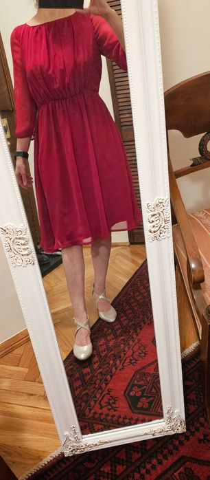 Rochie eleganta dama culoare burgund