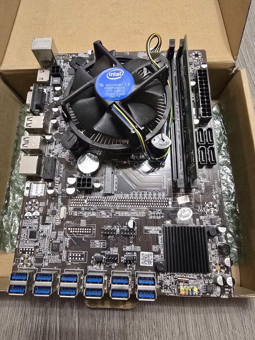 Placa baza mining 12 gpu kit intel g3930 4gb ram