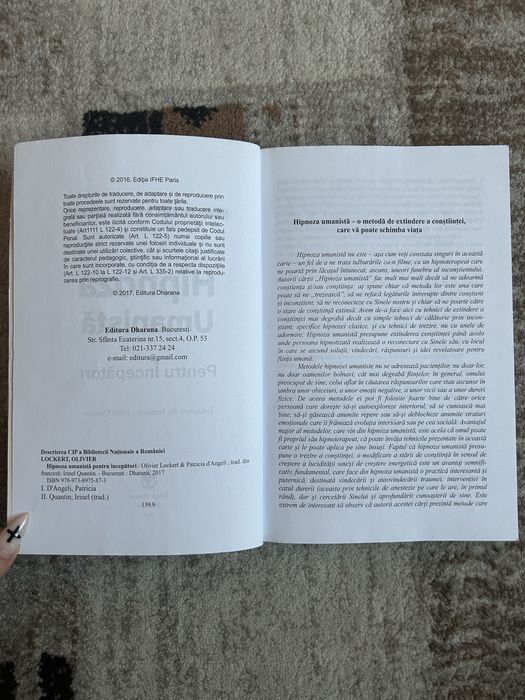 Carte Hipnoza Umanistă pentru Începători - Olivier Lockert, Patricia d'Angeli (Editura Dharana)