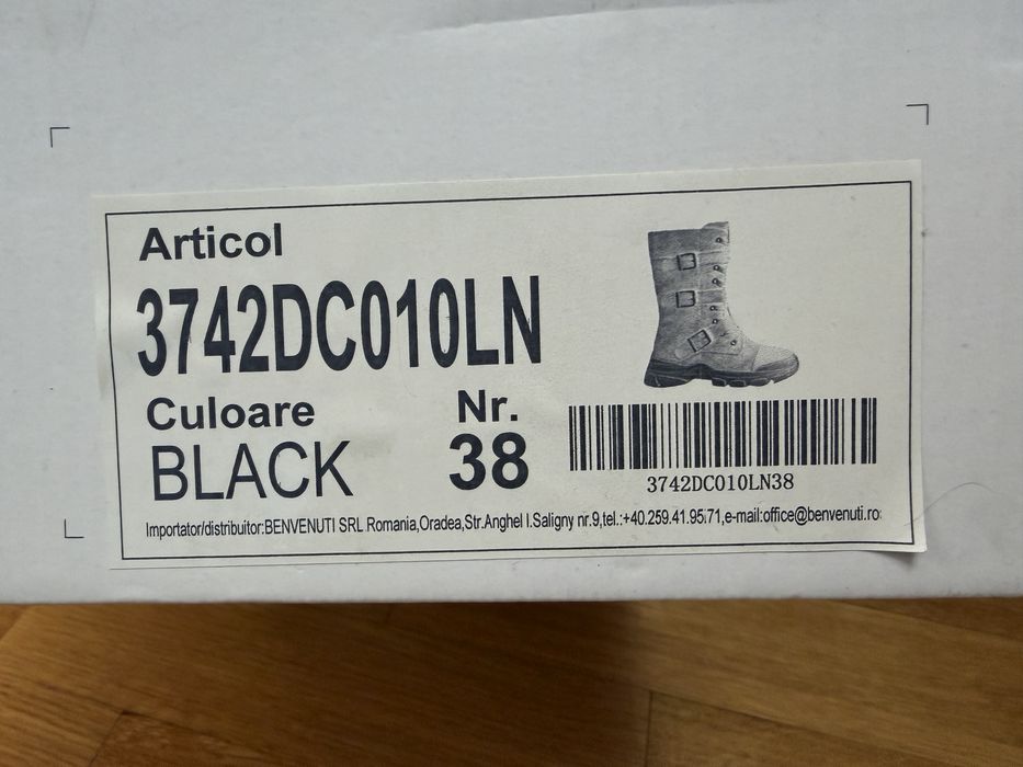 Cizme piele naturala neagra lacuita Benvenuti NOI 38