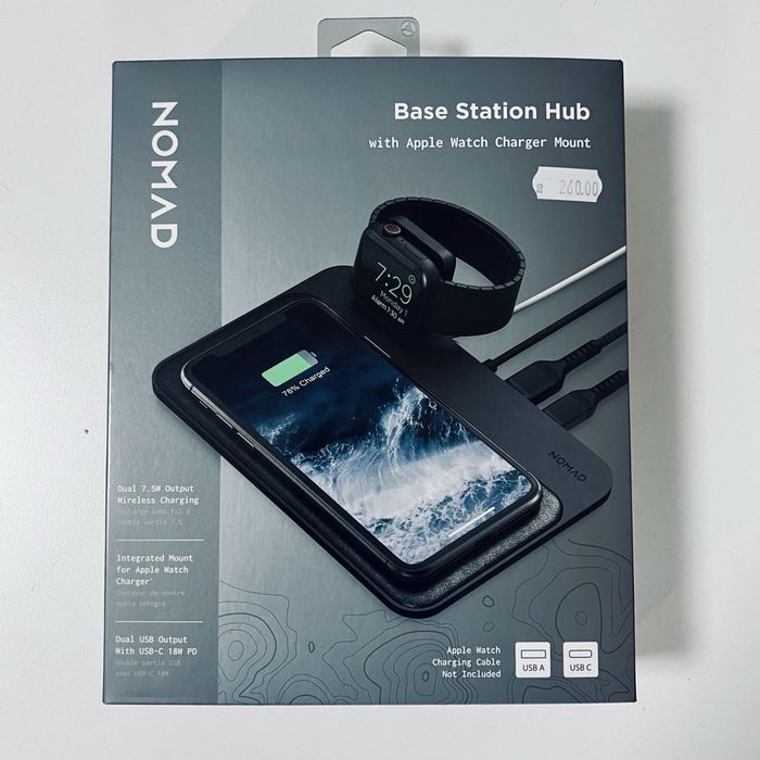 NOMAD Base Station Hub – Премиум безжично зарядно за iPhone, AirPods и Apple Watch