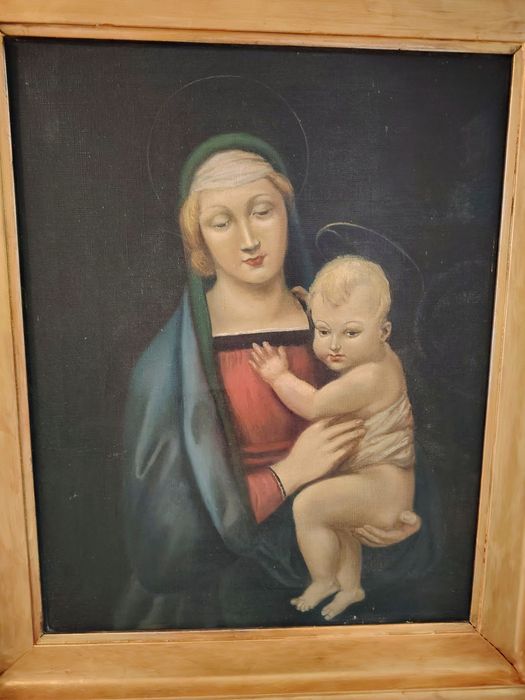 Ulei pe panza o lucrare veche de o foarte bună calitate după Raphael , dimensiuni 58 cm cu 47