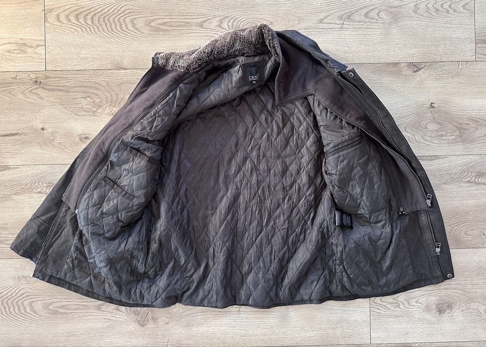 Geaca Piele Naturala CKN SCANDINAVIA Guler Blana Barbati | Marime XXL