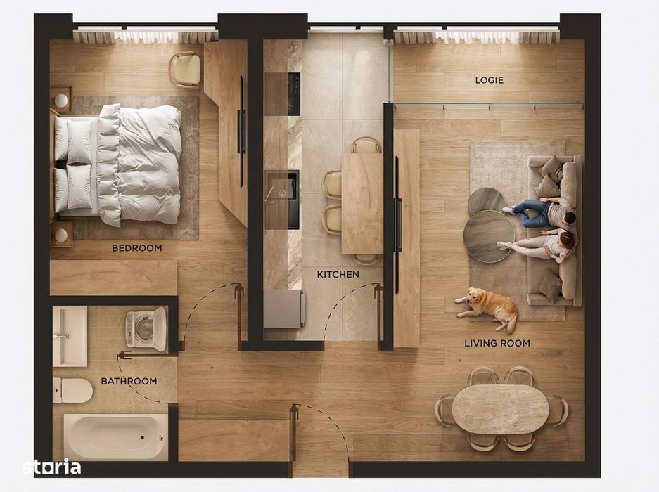 2 camere | Încălzire pardoseală | Aer condiționat inclus | Parc privat