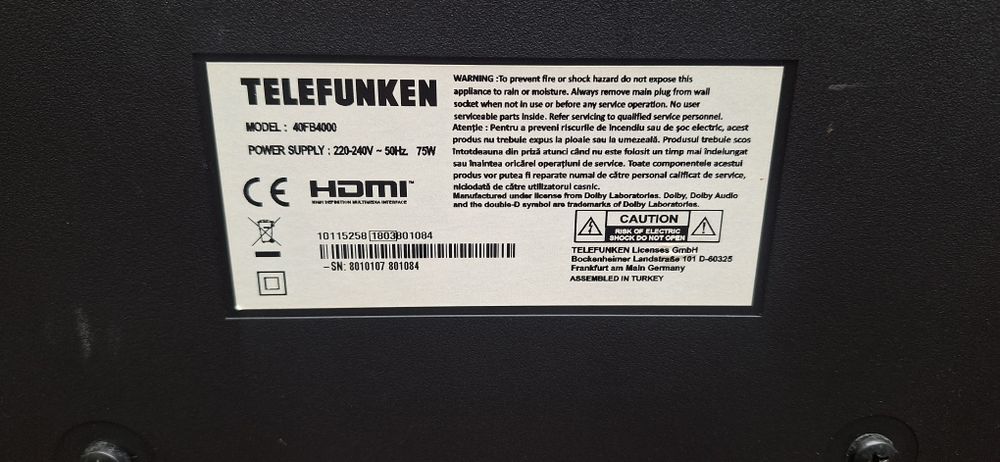 Televizor LED Telefunken.