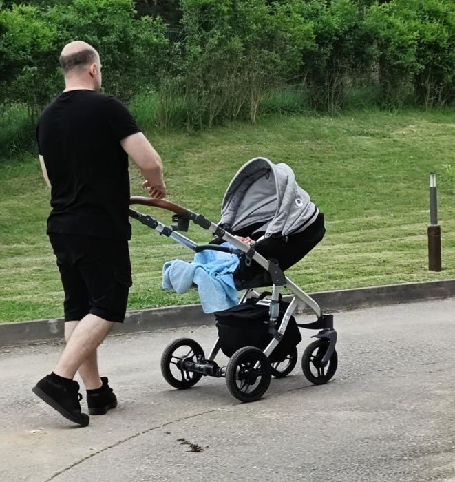 Бебешка количка Lorelli RIMINI PREMIUM 2в1 - сиво и черно