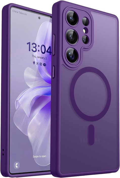 Матов magsafe кейс за samsung galaxy s25 ultra - лилав