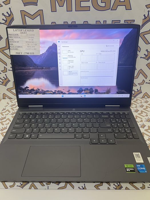 Laptop Lenovo Gaming, i5-12450H, RTX 2050, 16 GB