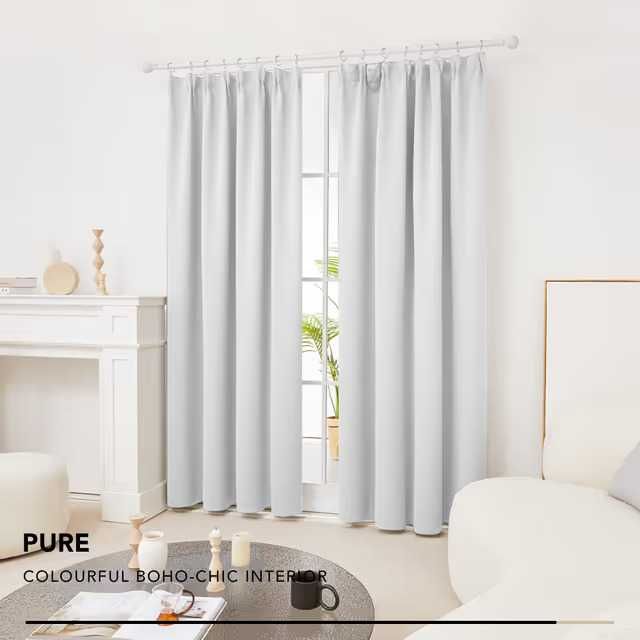Deconovo Draperii Opaque Groase cu Bandă Strânsă – Gri Argintiu 240x140 cm Set de 2
