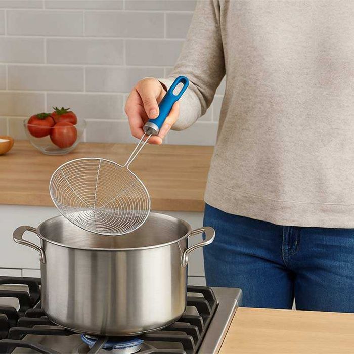 Решетъчна лъжица цедка от неръждаема стомана – за пържене и варене