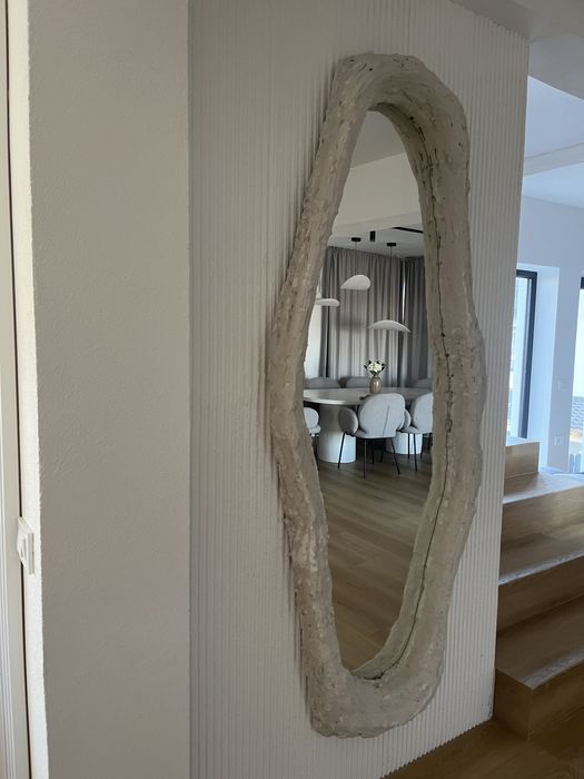 Vand oglinda mare, neregulata stil Wabi Sabi