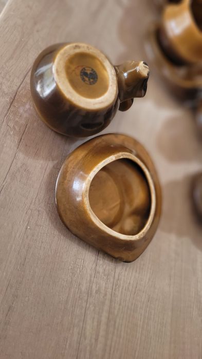 Set cesti de cafea vintage cu scrumiera Faianta Sighisoara 1957