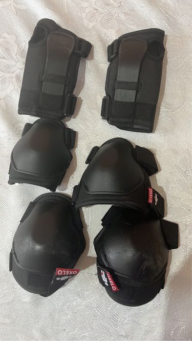 Протектори за лакти, ръце, колена XXS, Oxelo, Декатлон + Каска