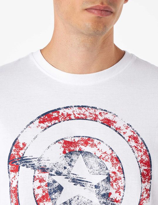 Нова бяла мъжка тениска на Marvel Captain America XL с етикет