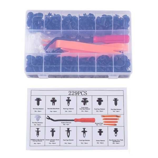 Комплект щипки + инструменти за кори/тапицерия за автомобил 229 части