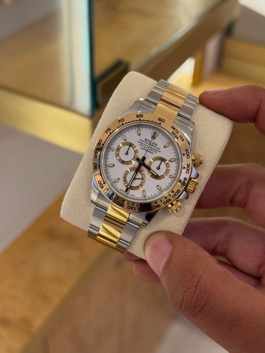 Rolex Daytona Two Tone Yellow Gold White Dial ETA 4130