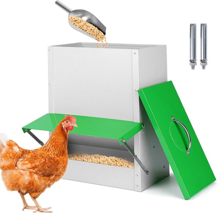 Автоматична хранилка за птици, 11 кг храна, метална с капак