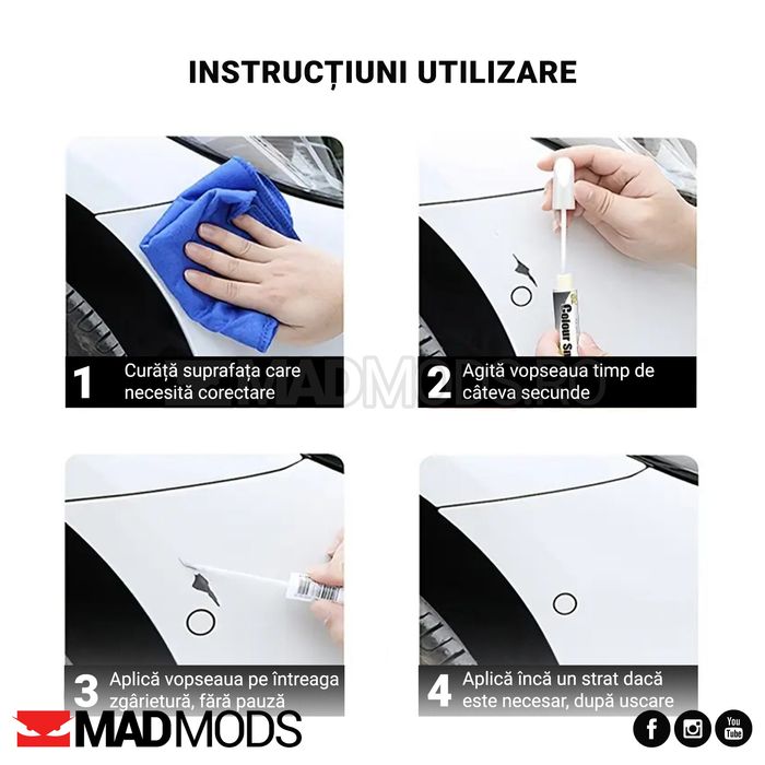 Stift vopsea cu pensula corectie reparatie zgarieturi ciupituri