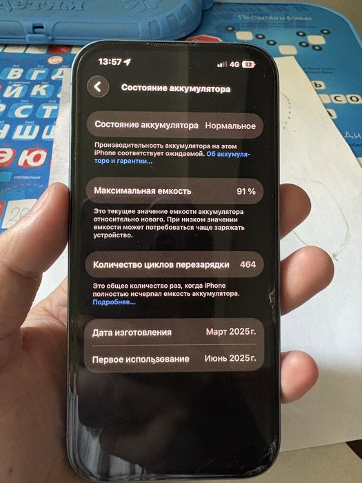 Iphone 16, 256Gb, 91% емкость
